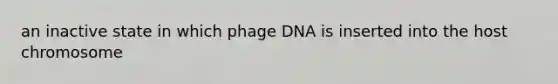 an inactive state in which phage DNA is inserted into the host chromosome