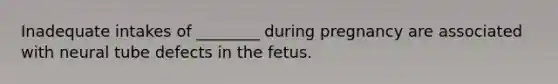 Inadequate intakes of ________ during pregnancy are associated with neural tube defects in the fetus.