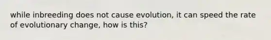 while inbreeding does not cause evolution, it can speed the rate of evolutionary change, how is this?