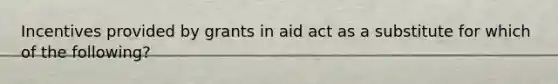 Incentives provided by grants in aid act as a substitute for which of the following?