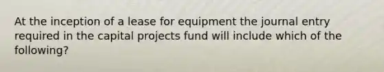 At the inception of a lease for equipment the journal entry required in the capital projects fund will include which of the following?