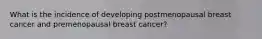 What is the incidence of developing postmenopausal breast cancer and premenopausal breast cancer?