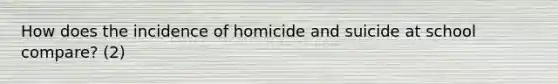 How does the incidence of homicide and suicide at school compare? (2)