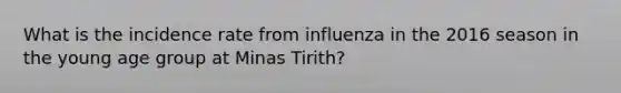 What is the incidence rate from influenza in the 2016 season in the young age group at Minas Tirith?