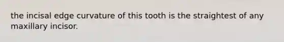 the incisal edge curvature of this tooth is the straightest of any maxillary incisor.