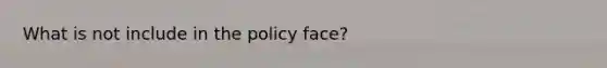 What is not include in the policy face?