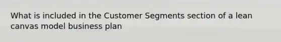 What is included in the Customer Segments section of a lean canvas model business plan