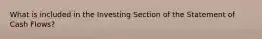 What is included in the Investing Section of the Statement of Cash Flows?