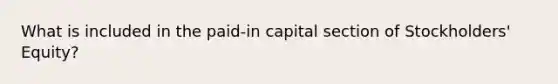 What is included in the paid-in capital section of Stockholders' Equity?