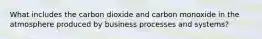 What includes the carbon dioxide and carbon monoxide in the atmosphere produced by business processes and systems?