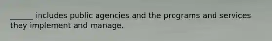 ______ includes public agencies and the programs and services they implement and manage.