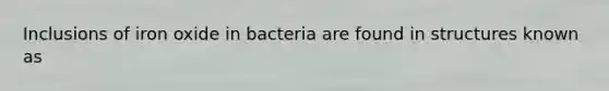 Inclusions of iron oxide in bacteria are found in structures known as