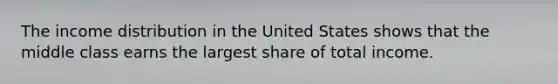 The income distribution in the United States shows that the middle class earns the largest share of total income.