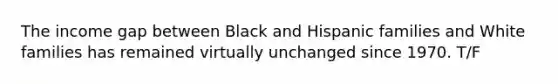 The income gap between Black and Hispanic families and White families has remained virtually unchanged since 1970. T/F