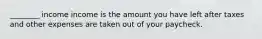 ________ income income is the amount you have left after taxes and other expenses are taken out of your paycheck.