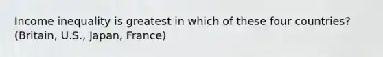 Income inequality is greatest in which of these four countries? (Britain, U.S., Japan, France)