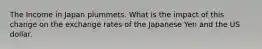 The Income in Japan plummets. What is the impact of this change on the exchange rates of the Japanese Yen and the US dollar.