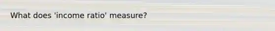 What does 'income ratio' measure?