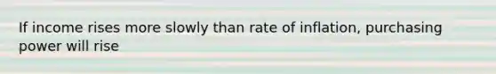 If income rises more slowly than rate of inflation, purchasing power will rise