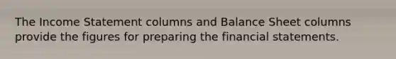 The Income Statement columns and Balance Sheet columns provide the figures for preparing the financial statements.