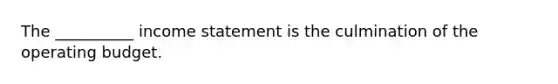 The __________ income statement is the culmination of the operating budget.