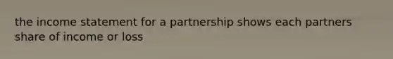 the income statement for a partnership shows each partners share of income or loss