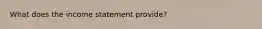 What does the income statement provide?