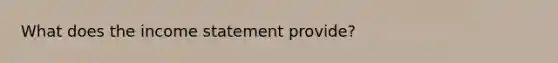 What does the income statement provide?