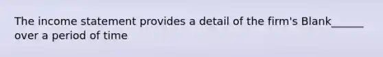 The income statement provides a detail of the firm's Blank______ over a period of time