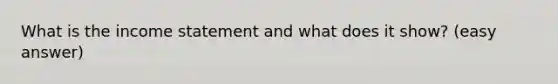 What is the income statement and what does it show? (easy answer)