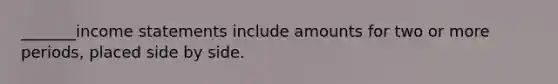 _______income statements include amounts for two or more periods, placed side by side.