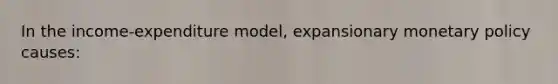 In the income-expenditure model, expansionary <a href='https://www.questionai.com/knowledge/kEE0G7Llsx-monetary-policy' class='anchor-knowledge'>monetary policy</a> causes: