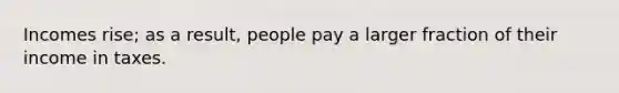 Incomes rise; as a result, people pay a larger fraction of their income in taxes.