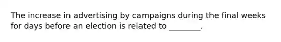 The increase in advertising by campaigns during the final weeks for days before an election is related to ________.