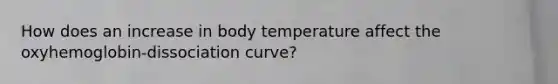 How does an increase in body temperature affect the oxyhemoglobin-dissociation curve?