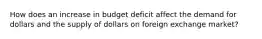 How does an increase in budget deficit affect the demand for dollars and the supply of dollars on foreign exchange market?