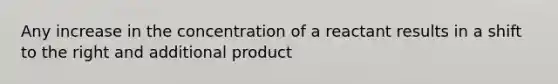 Any increase in the concentration of a reactant results in a shift to the right and additional product