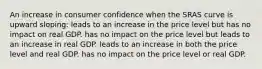 An increase in consumer confidence when the SRAS curve is upward sloping: leads to an increase in the price level but has no impact on real GDP. has no impact on the price level but leads to an increase in real GDP. leads to an increase in both the price level and real GDP. has no impact on the price level or real GDP.