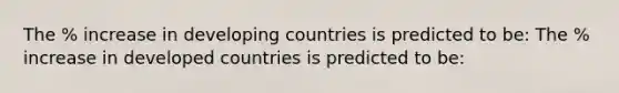 The % increase in developing countries is predicted to be: The % increase in developed countries is predicted to be: