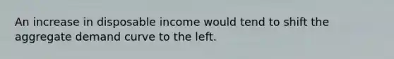 An increase in disposable income would tend to shift the aggregate demand curve to the left.