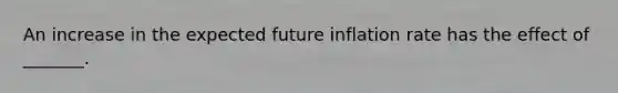 An increase in the expected future inflation rate has the effect of _______.