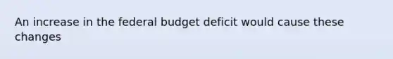 An increase in <a href='https://www.questionai.com/knowledge/kS29NErBPI-the-federal-budget' class='anchor-knowledge'>the federal budget</a> deficit would cause these changes