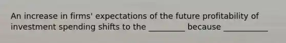 An increase in firms' expectations of the future profitability of investment spending shifts to the _________ because ___________