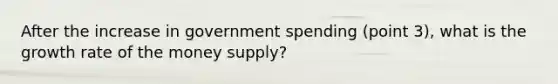 After the increase in government spending (point 3), what is the growth rate of the money supply?