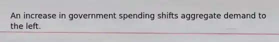 An increase in government spending shifts aggregate demand to the left.