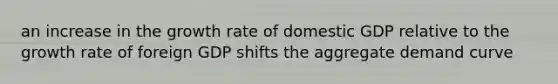 an increase in the growth rate of domestic GDP relative to the growth rate of foreign GDP shifts the aggregate demand curve