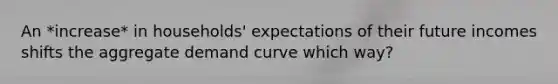 An *increase* in households' expectations of their future incomes shifts the aggregate demand curve which way?