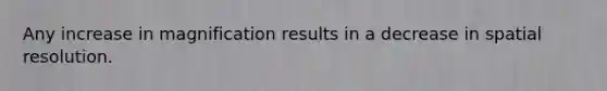 Any increase in magnification results in a decrease in spatial resolution.