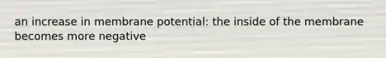 an increase in membrane potential: the inside of the membrane becomes more negative