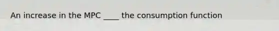 An increase in the MPC ____ the consumption function